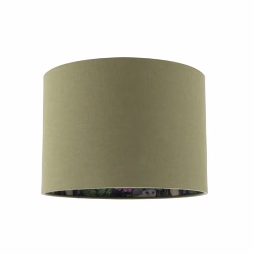 Happy Homewares Woodland Animals Forest Cylinder Drum Lamp Shade in Green Linen Fabric, W/D/H: 18 x 18 x 25 cm – 1
