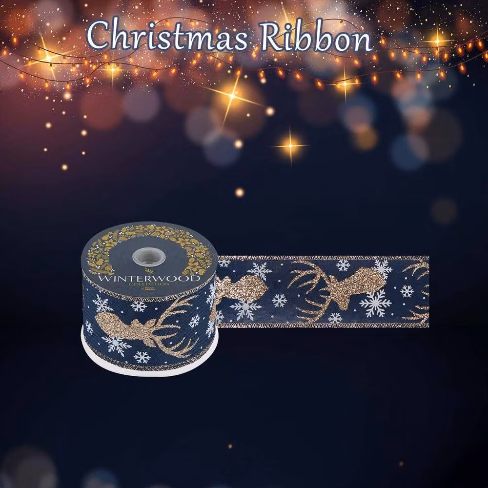 VFM e-Store Christmas Ribbon Garland in Blue and Gold – 3
