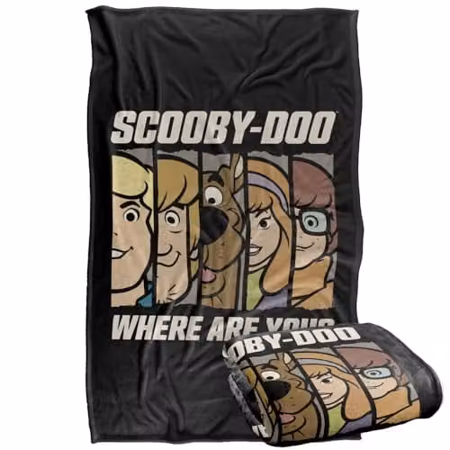 Warner Bros. Scooby Doo Where Are You Faces Super Soft Silky Touch Fleece Throw Blanket, Multicolour, W: 91.44 cm x L: 147 cm