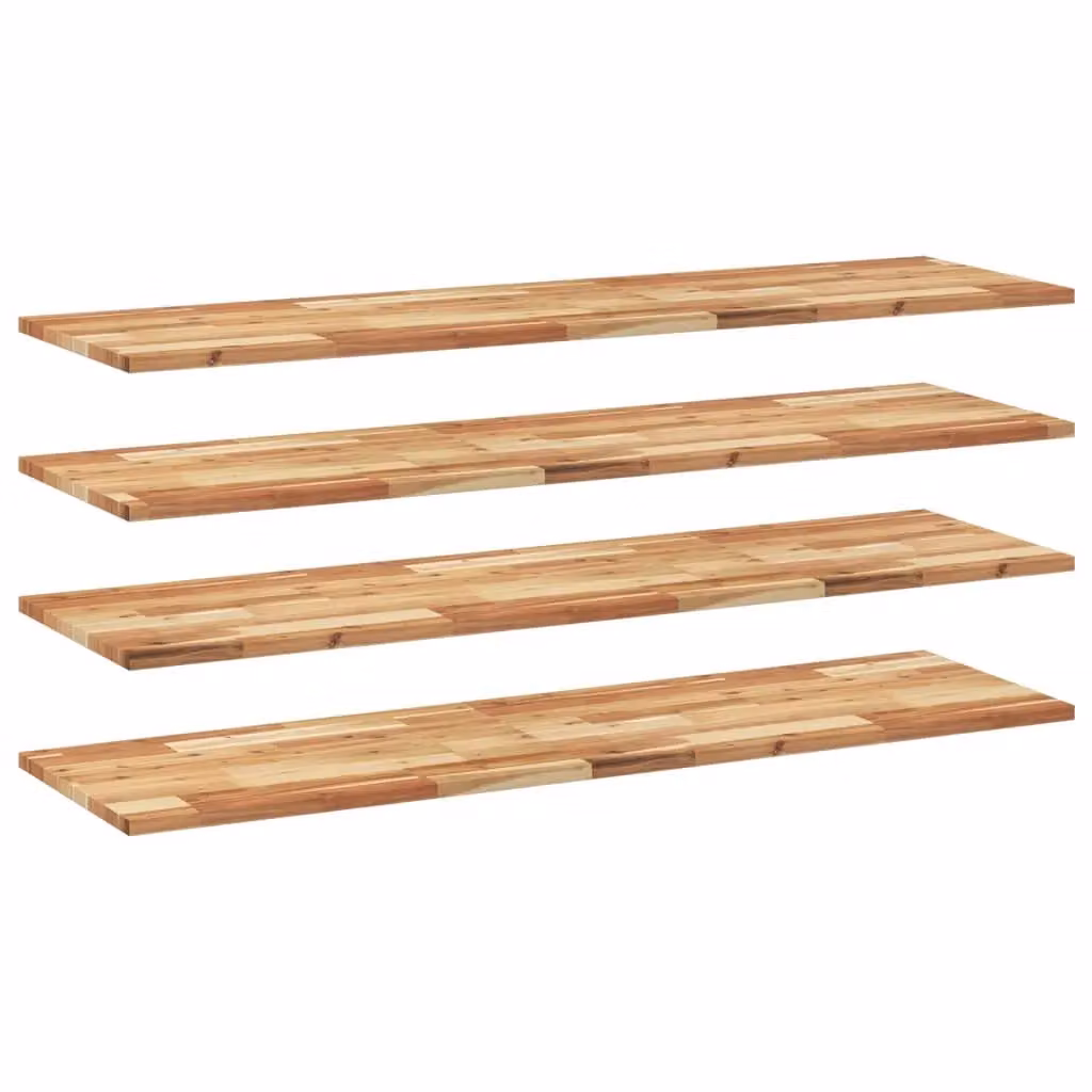 Berkfield Home Set of 4 Brown Oil Finished Solid Wood Acacia Floating Shelves, W/D/H: 120 x 40 x 2 cm
