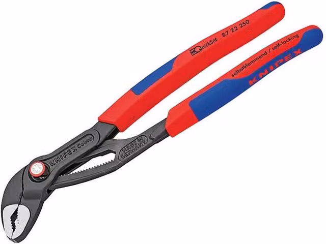 Knipex Cobra Quickset Water Pump Pliers in Red and Multicolour, Chrome Vanadium and PVC/Steel