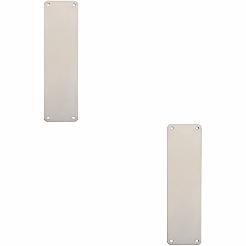 Loops 2 Pack Plain Door Finger Plate in Satin Stainless Steel, W: 30 cm, H: 7.5 cm