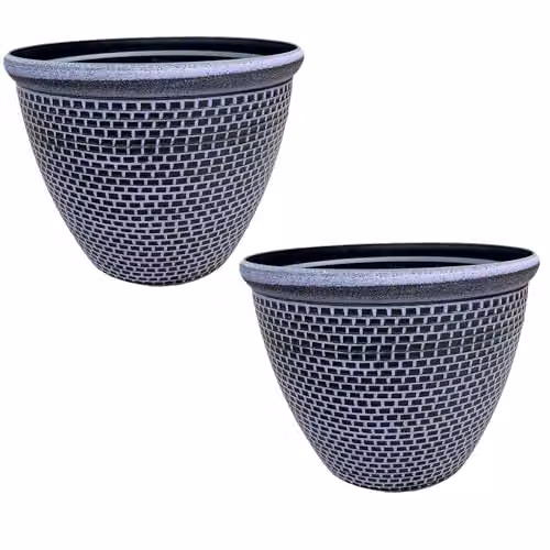 Gr8 Garden Cromarty Round Plastic Plant Pot Planter, Purple, Pack of 2, Diameter: 36 cm