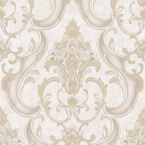 Rasch Sonata Damask Textured and Patterned Gold Vinyl Wallpaper for Living Rooms, Bedrooms and Hallways