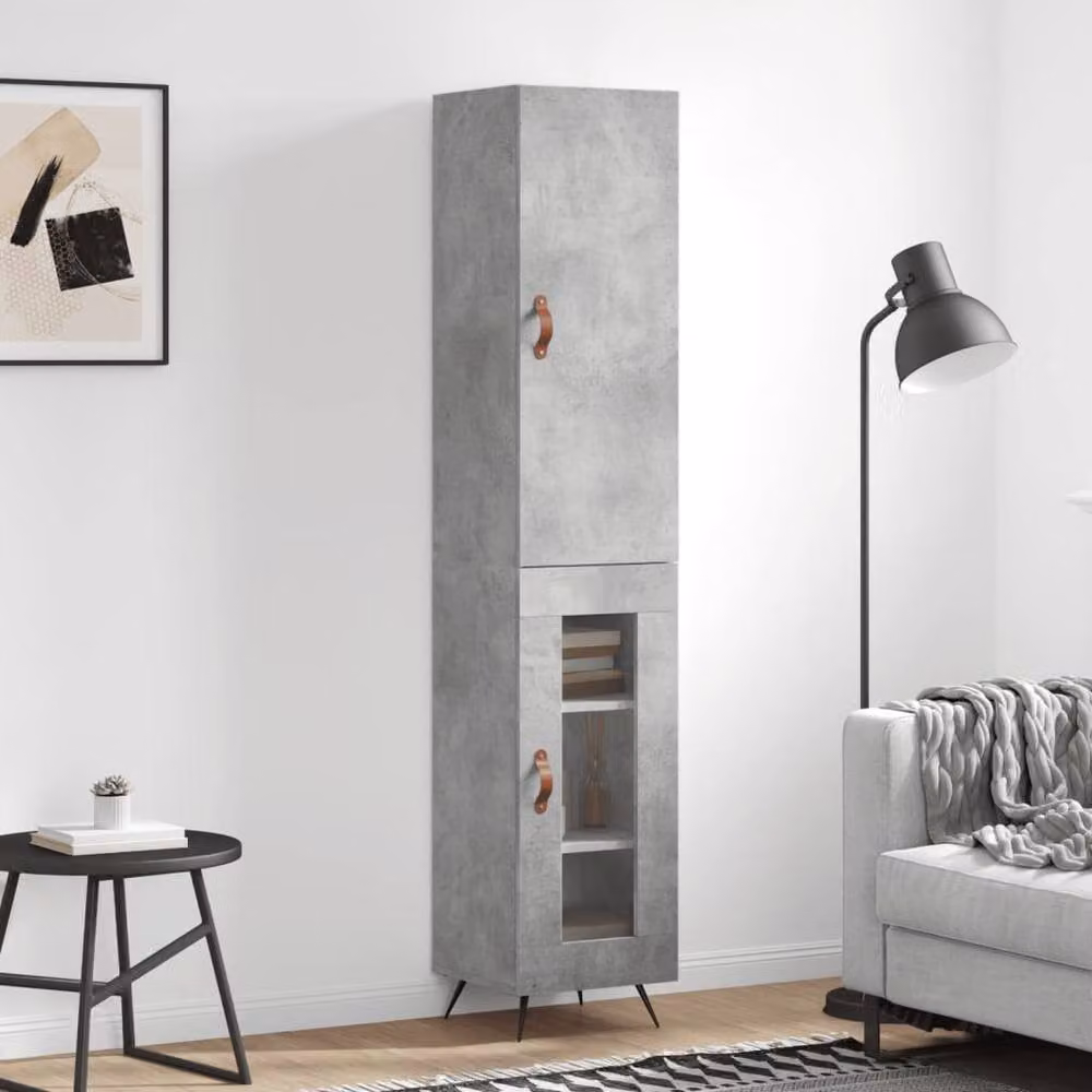 Berkfield Home Highboard in Concrete Grey, W/D/H: 34.5 x 34.0 x 180.0 cm – 2