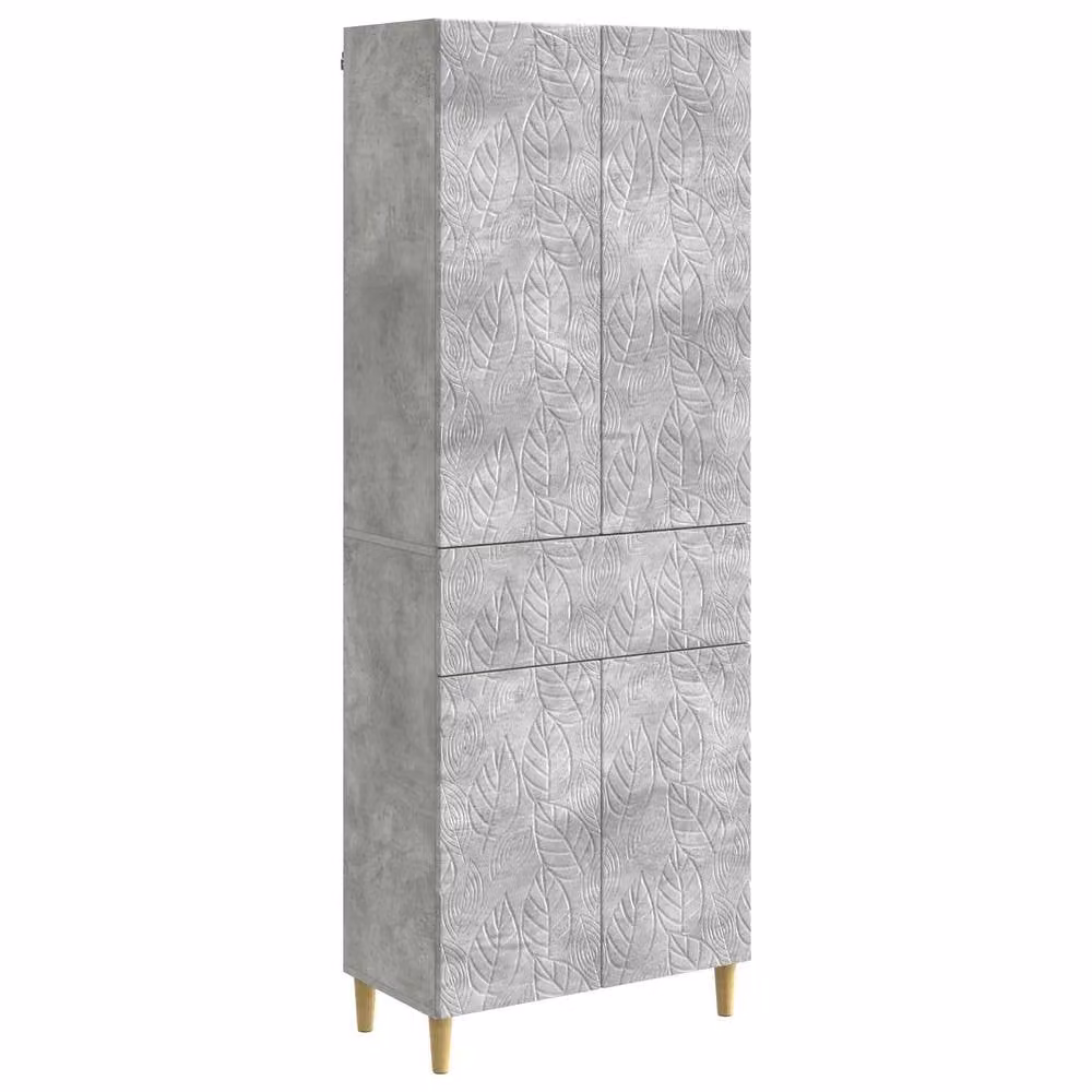 Berkfield Home 2-Piece Modern Grey Concrete Engineered Wood Cabinet Set with Hinged Doors and Internal Shelves – 2