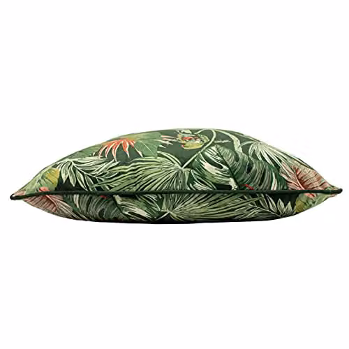 Paoletti Amazon Creatures Printed Velvet Cushion in Green and Pink, W/D/H: 50 x 50 x 50 cm – 2