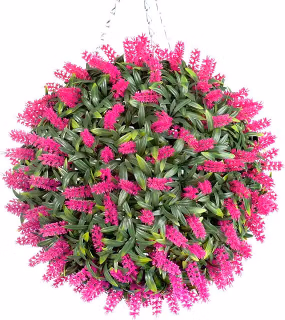 Best Artificial Pink Lush Lavender Hanging Basket Topiary Ball, Diameter: 38 cm