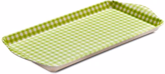 Zeal Melamine Gingham Sandwich Serving Tray with Handles, Green, W: 28 cm x D: 15 cm – 1