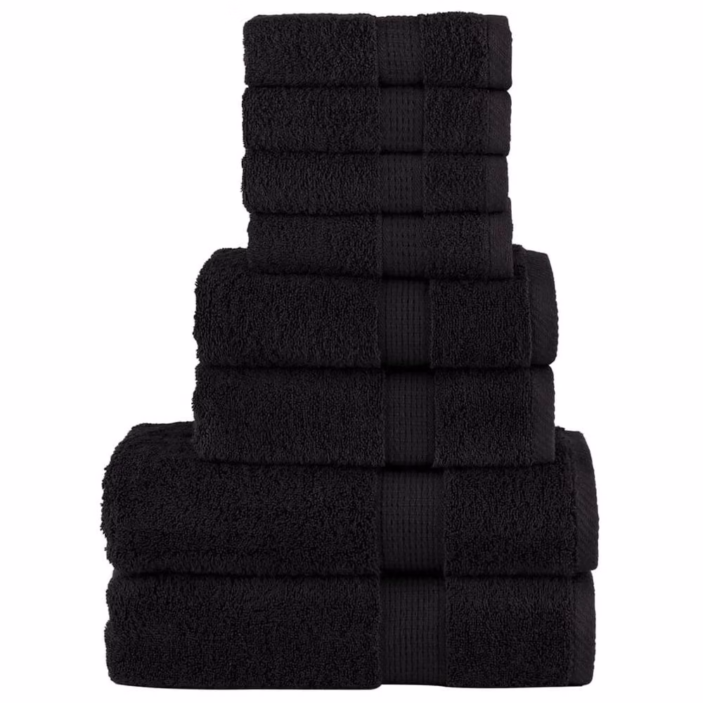 Berkfield Home SOLUND 8 Piece Premium Cotton Terry Towel Set in Black, 600 gsm – 2