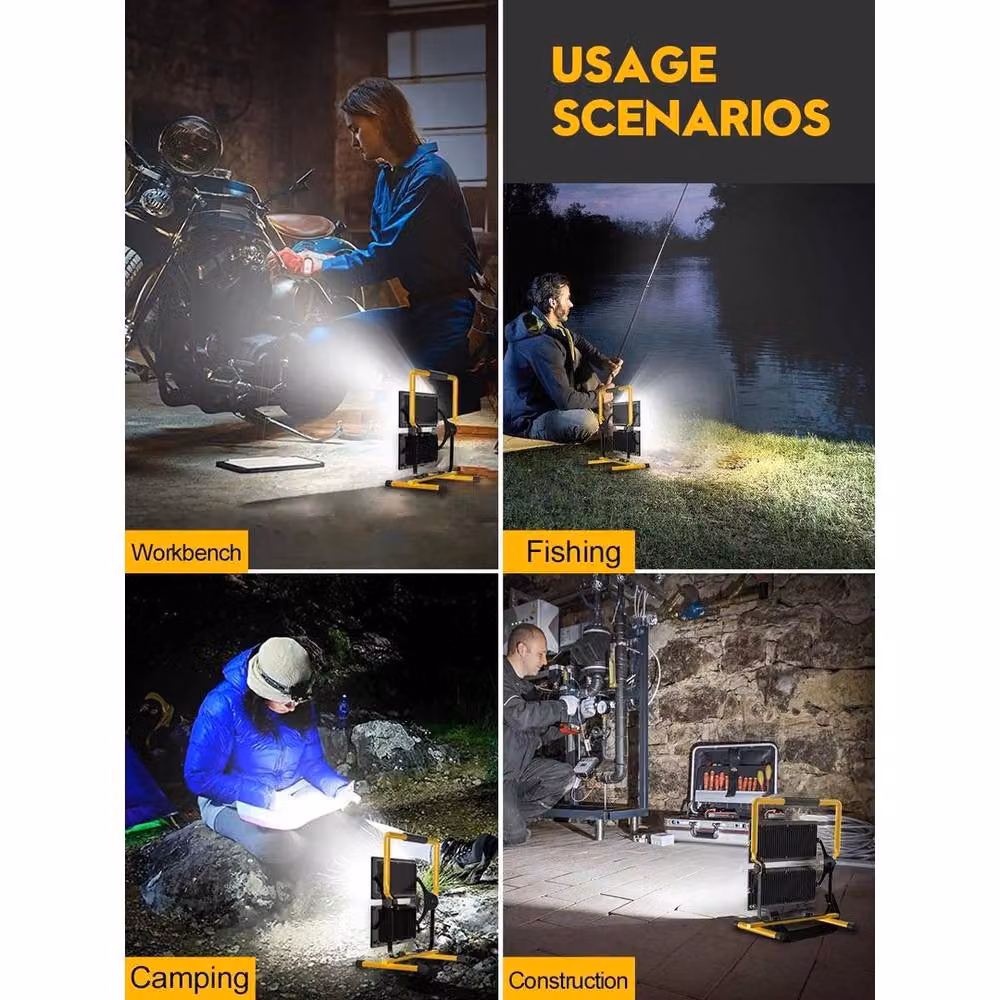 NESTLUNE 200W 20000LM LED Portable Work Flood Light in Yellow – 4