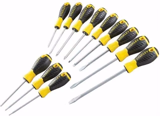 Stanley Essential Manual Screwdriver Set, 12 Pack, Yellow