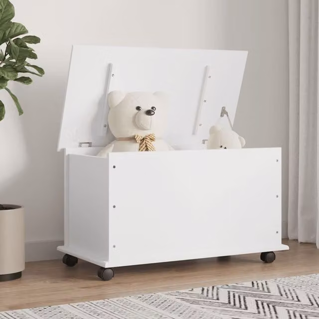 Berkfield Home ALTA Storage Chest in White Solid Pine Wood with Castors, W/D/H: 73 x 39.5 x 44 cm