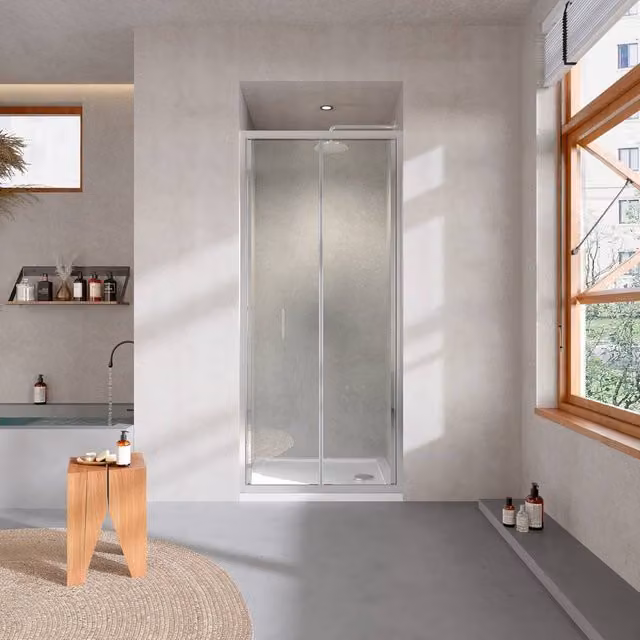 Bathroom Kingdom Shire 6mm Bifold Shower Door, Width: 900 mm, Height: 1900 mm, Silver