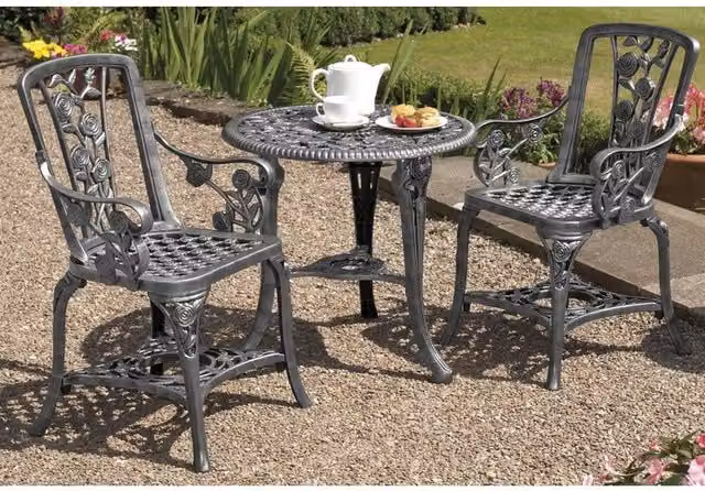 Garden Gear Three Piece Rose Bistro Set in Matt Grey