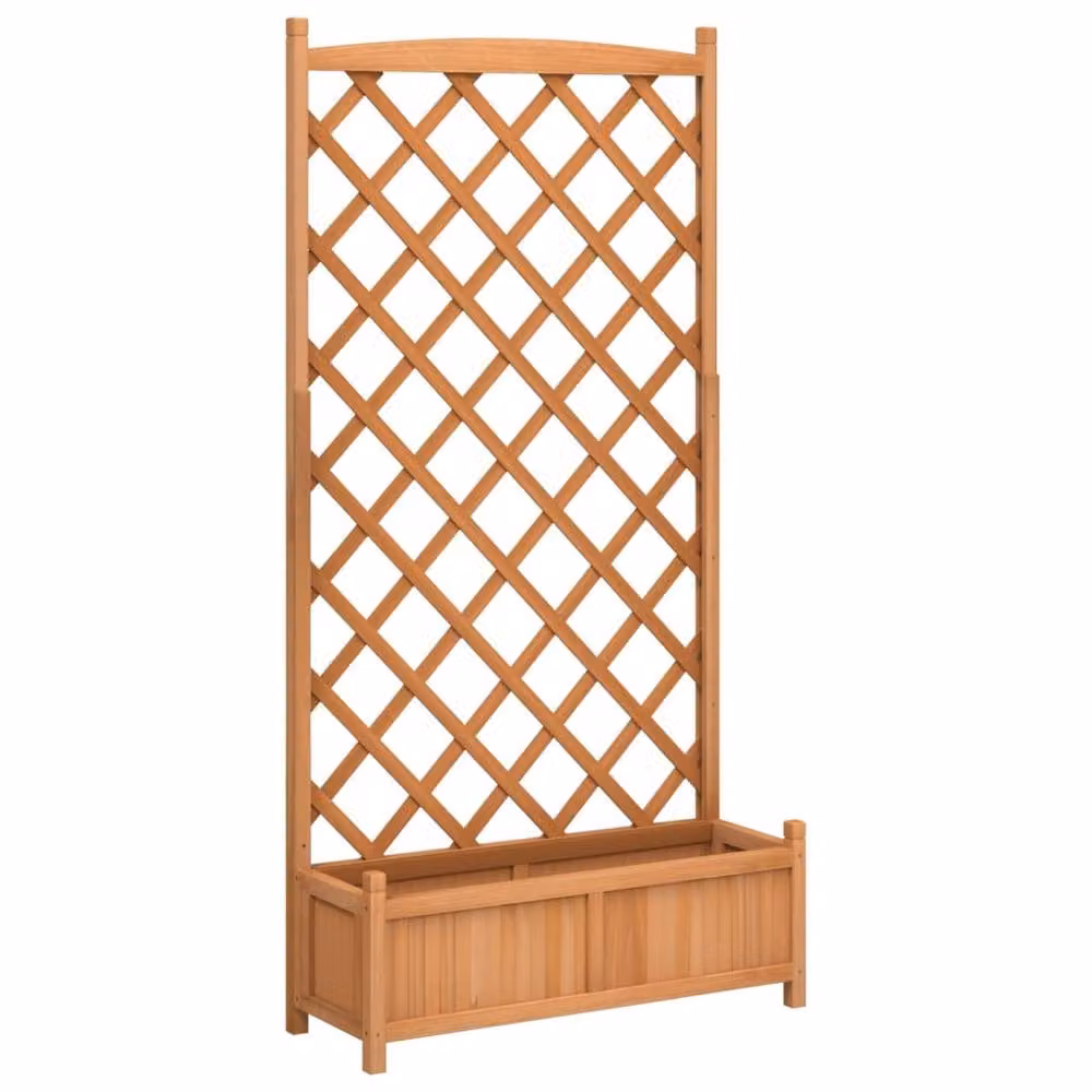 Berkfield Home Brown Solid Wood Fir Planter with Trellis, H 180 x W 90 x D 35 cm – 2