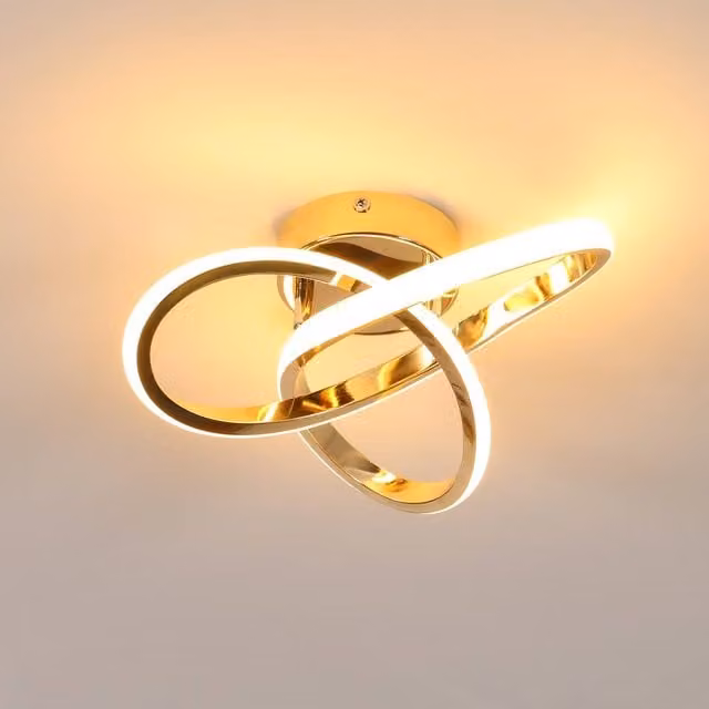 Pheashine Gold LED Ring Ceiling Light, 22W Warm White Modern Indoor Fixture