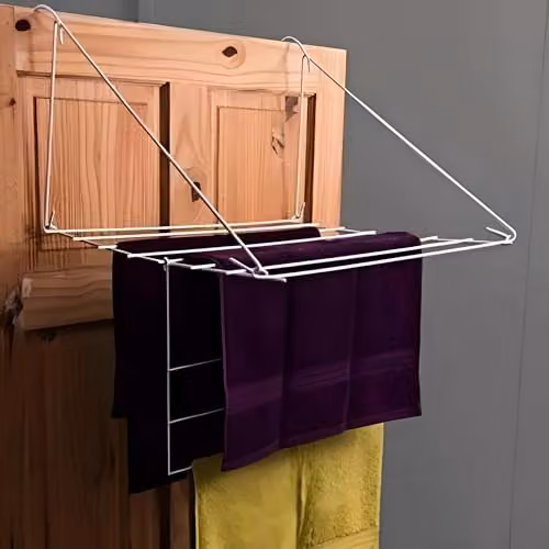 KAV Over Door Utility Dryer Clothes Airer in White, 7m Metal Laundry Towel Rail for Indoor and Outdoor Use – 2