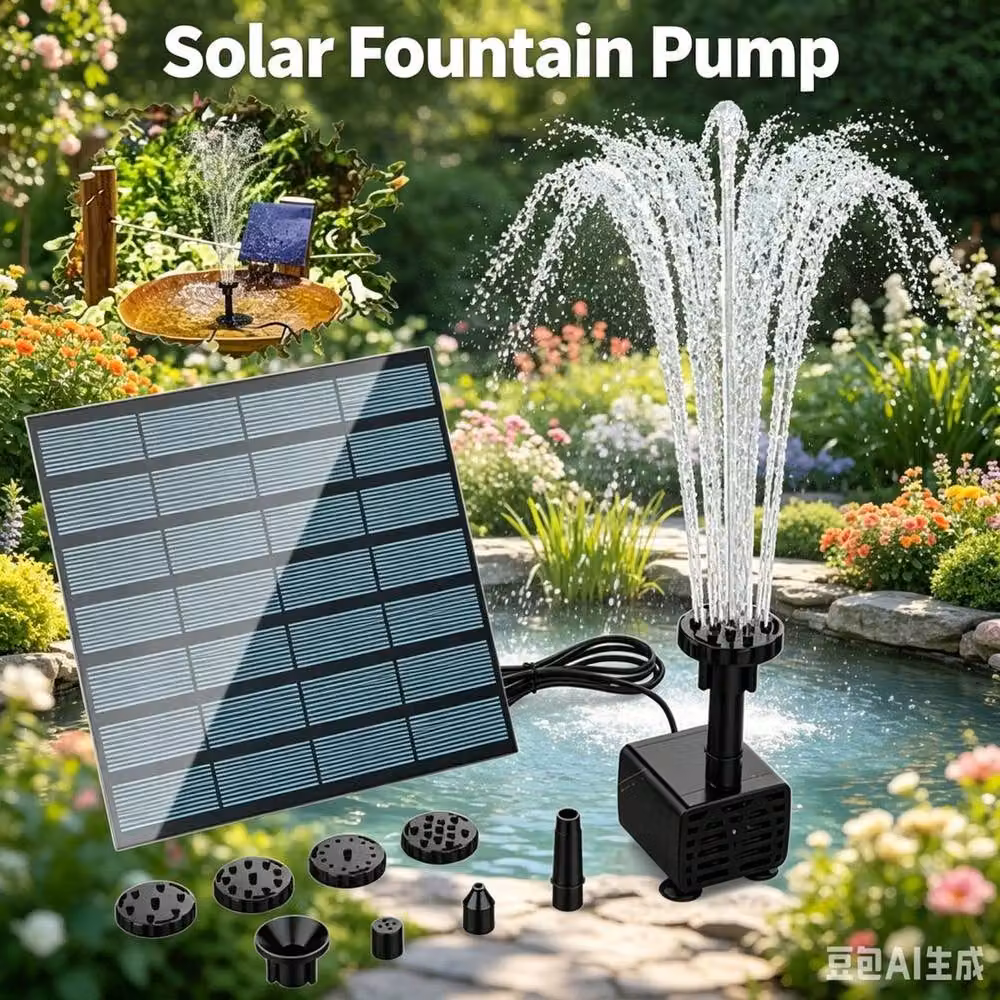 KORVIXA Black Solar Garden Water Panel Fountain Pump, 100 cm – 3
