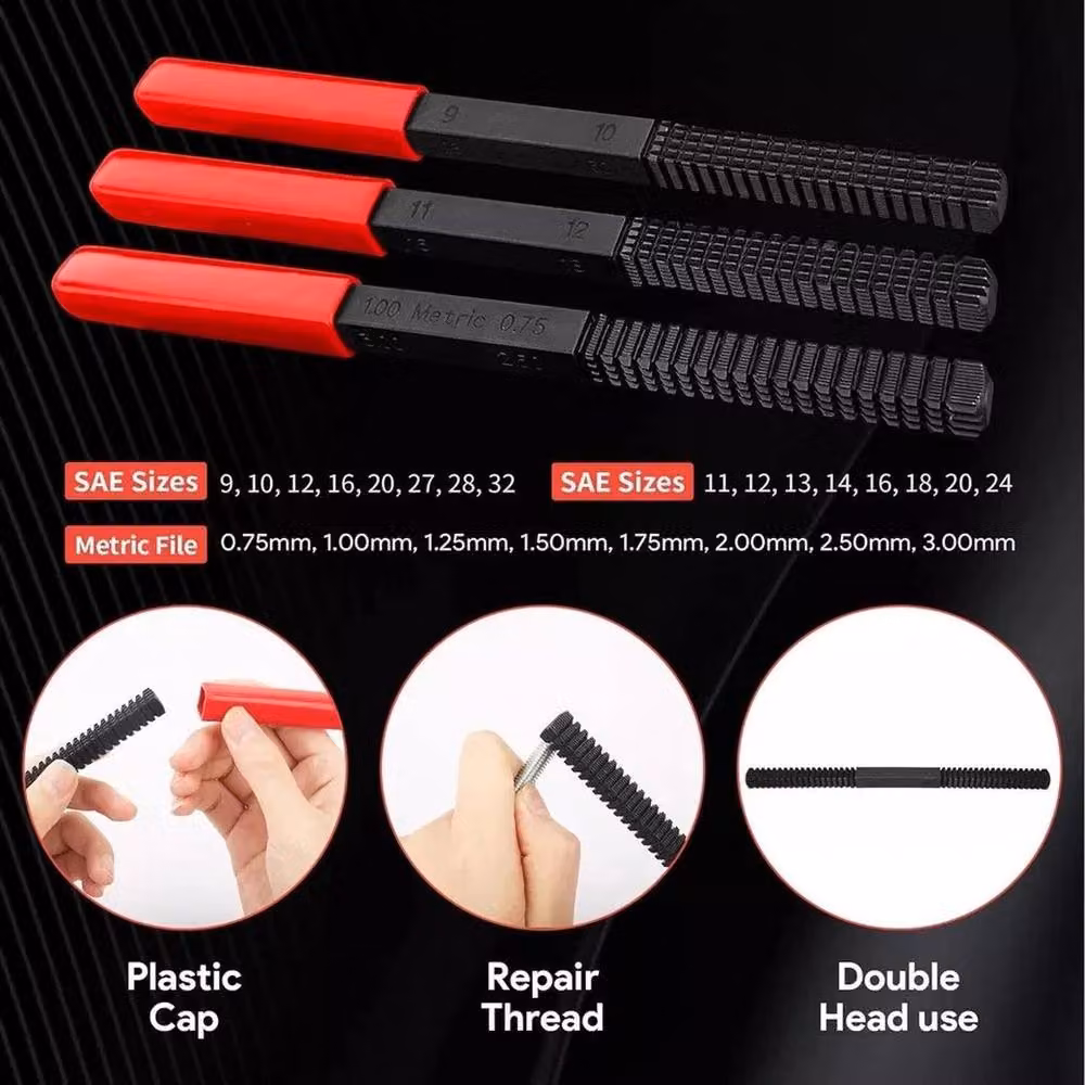 FLAVORA 49-Piece Steel Thread Chaser Set and Rethreading Master Kit in Black – 3