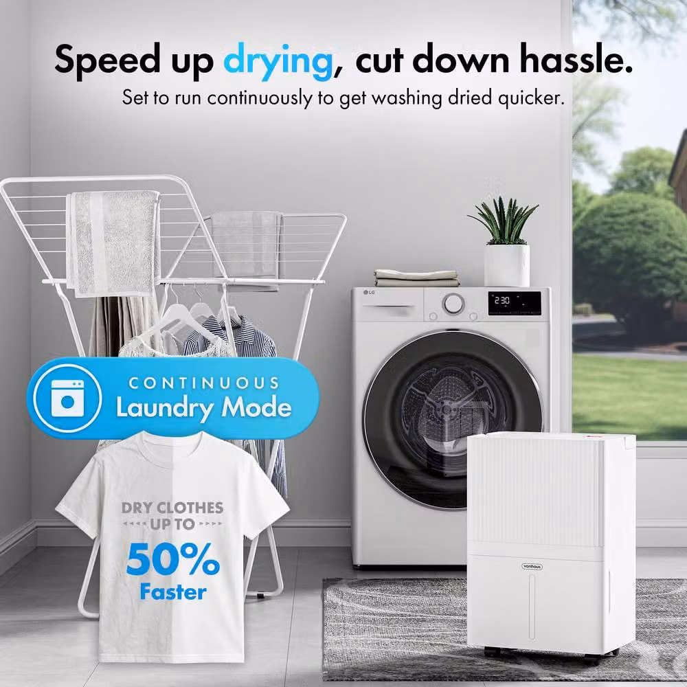 VonHaus Smart WiFi Dehumidifier with App Control, 30L/Day, White – 2