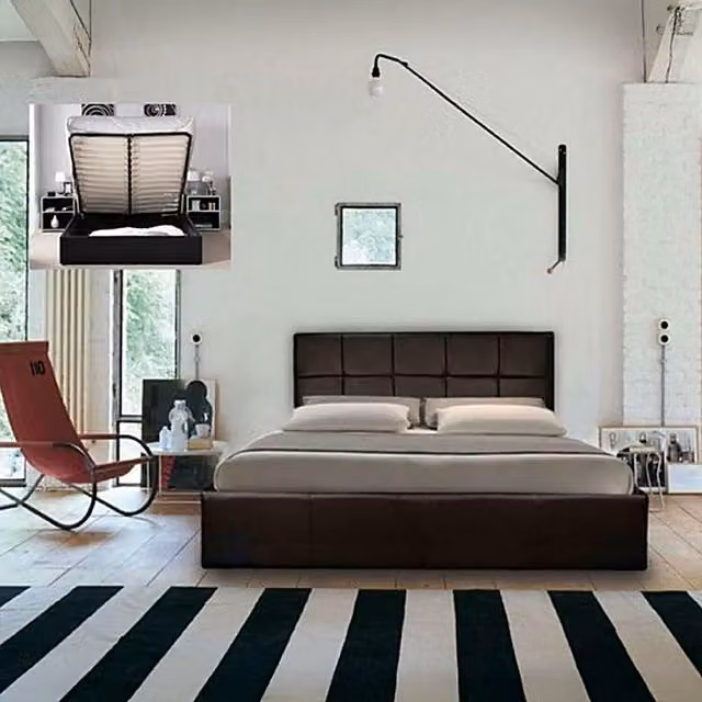 Comfy Living Chocolate Faux Leather Gas Lift Ottoman Bed, Brown, W: 180 cm, D: 200 cm