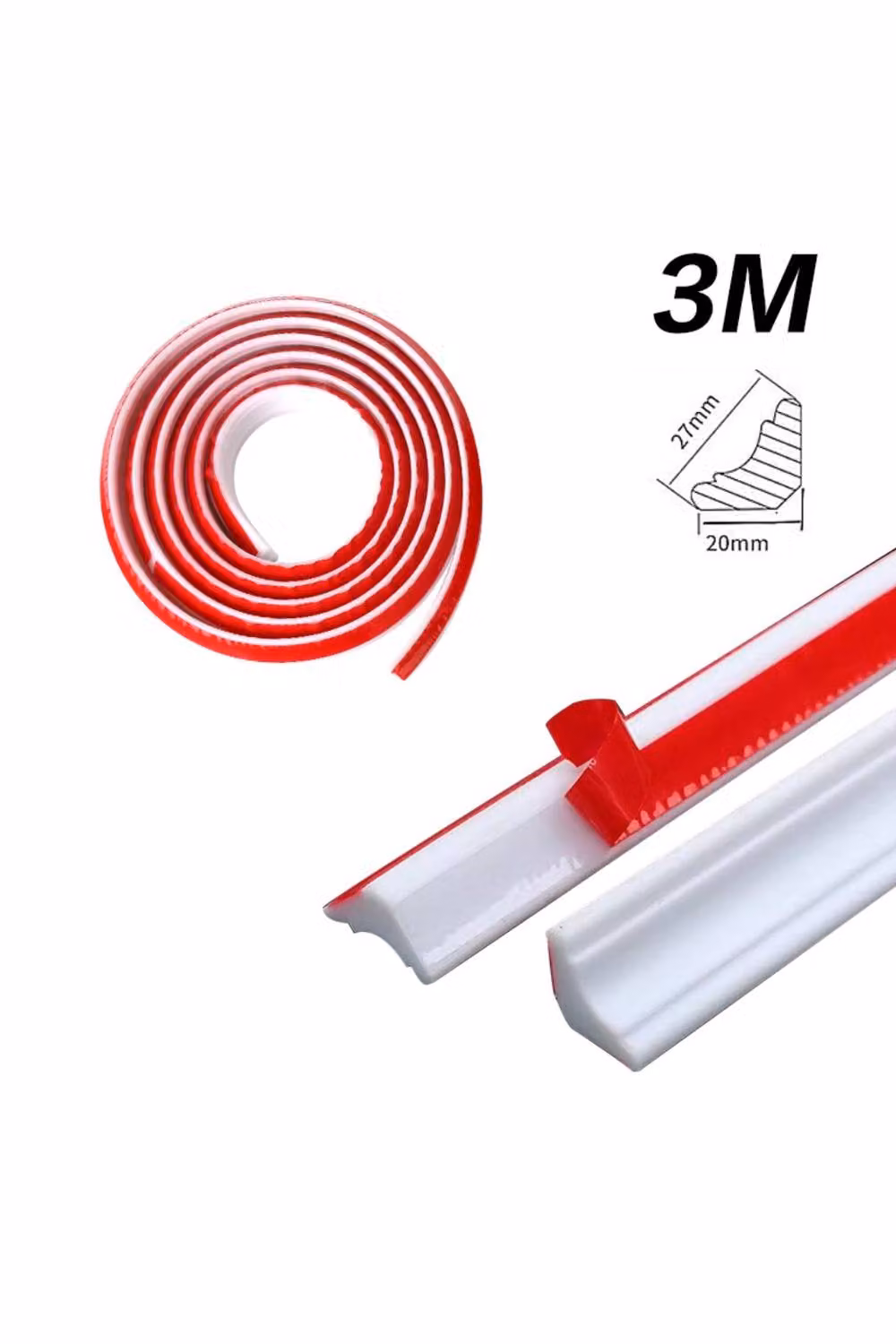 KDMD Self Adhesive TPE Wall Inner Corner Trim Caulk Strip, White, W/D: 27 x 20 mm, Length: 3 m – 3