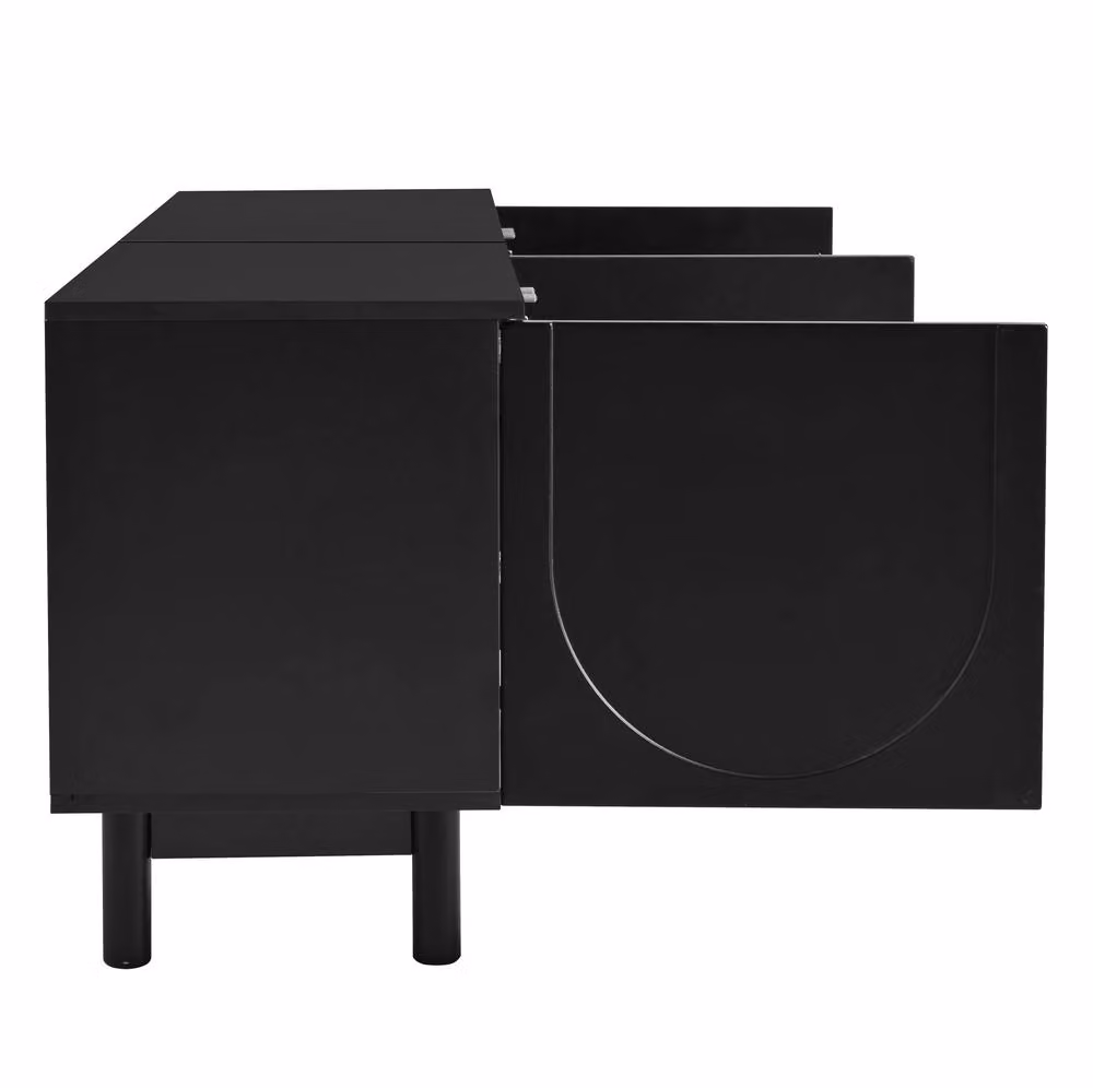 STILVORA Minimalist TV Cabinet in Matt Black with 4 Doors and Adjustable Shelves, W/D/H: 175.0 x 56.0 x 56.0 cm – 5