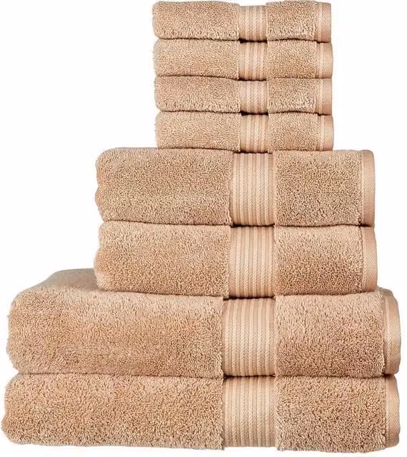 CHRISTY Supreme Hygro 8 Piece Luxury 100% Supima Cotton Towel Set in Light Brown