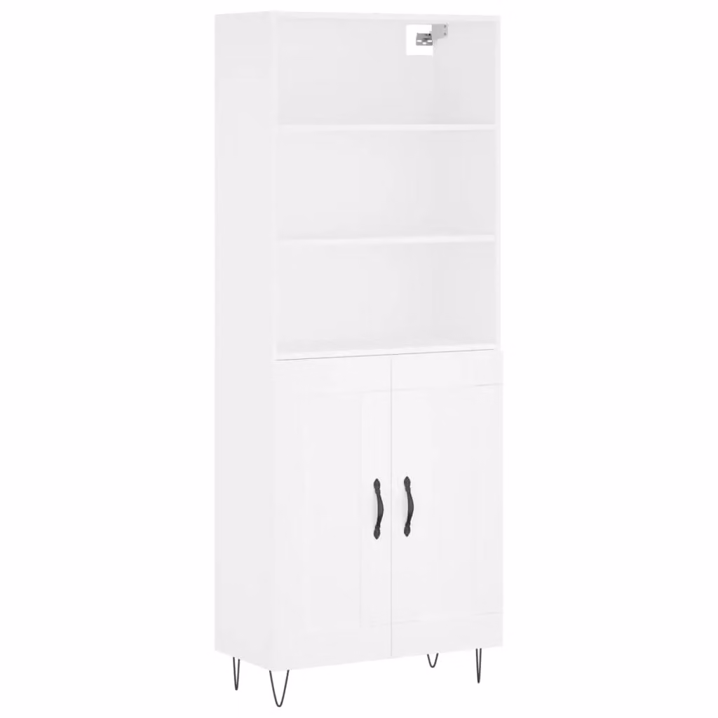 Berkfield Home White Highboard with Hinged Doors and Internal Shelves, W: 69.5 cm, D: 34 cm, H: 180 cm – 2