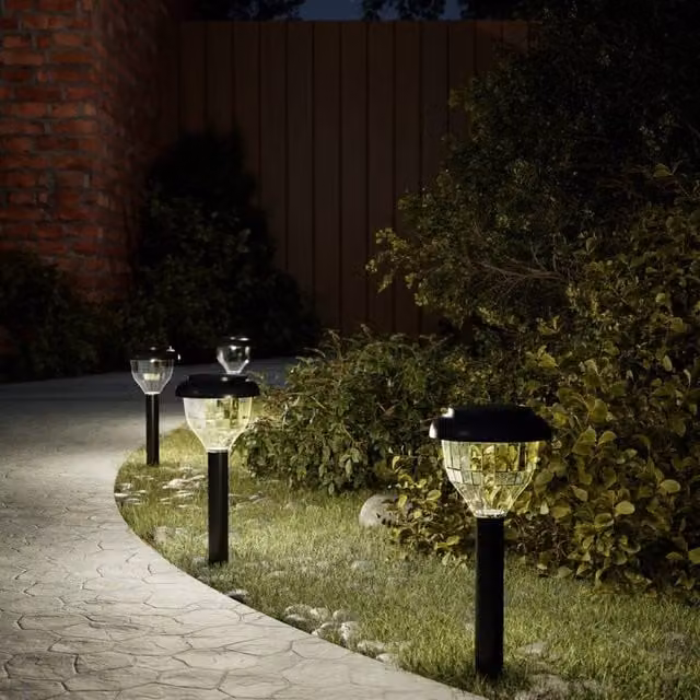 Berkfield Home Solar Pathway Lights with Ground Spikes, 4 Pack, Black with Warm White and RGB Colour Options