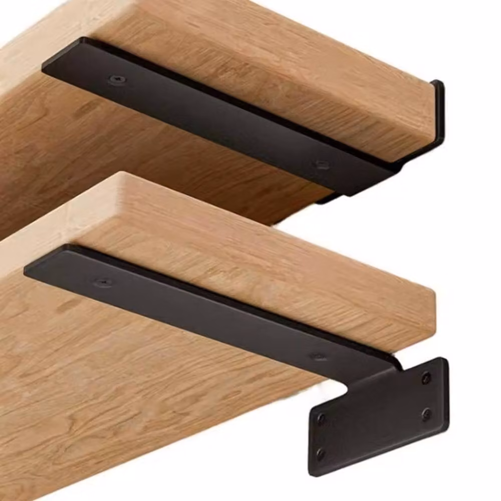 SPETLEK 4-Pack Heavy Duty Concealed Floating Shelf Brackets in Matt Black Steel, 15 cm – 4