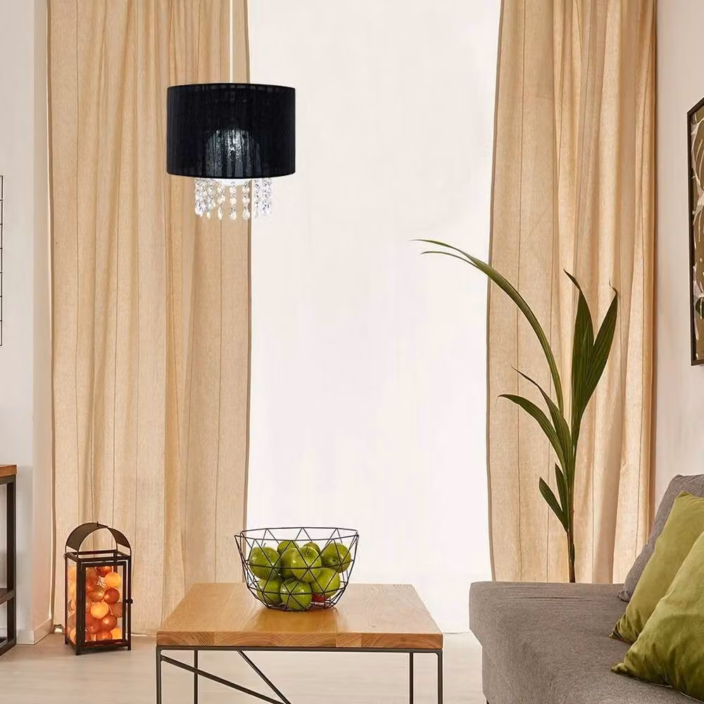 SPETLEK Modern Black Fabric Cylinder Ceiling Light Shade, Easy Fit – 3