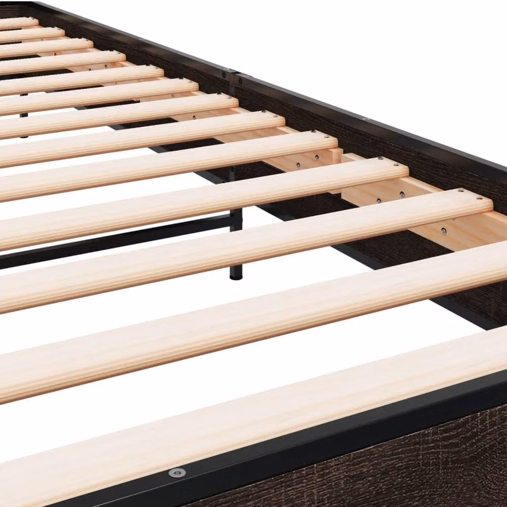 Berkfield Home Bed Frame in Brown Oak, W/D/H: 100 x 200 x 33 cm – 4