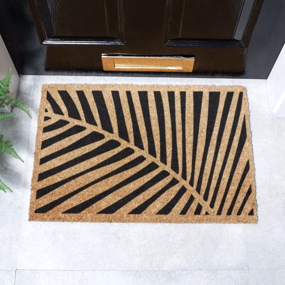 Artsy Mats Black Palm Leaf Pattern Doormat, W: 60 cm, D: 40 cm – 2