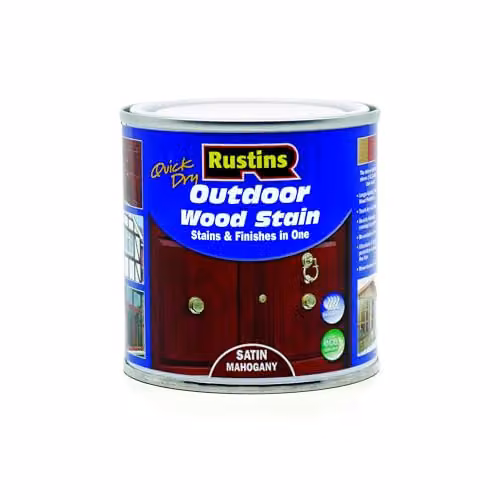 Rustins Quick Dry Exterior Woodstain Satin Mahogany, 250ml, Brown – 1
