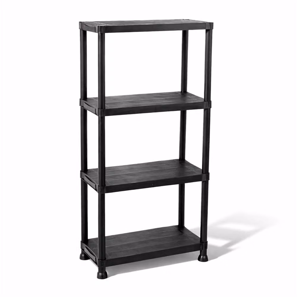 Oypla 2x 4 Tier Heavy Duty Plastic Freestanding Shelving Racking Units in Black – 3