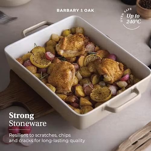 Tower Nattura Rectangular Stoneware Lasagne Dish in Beige, 38 cm – 7