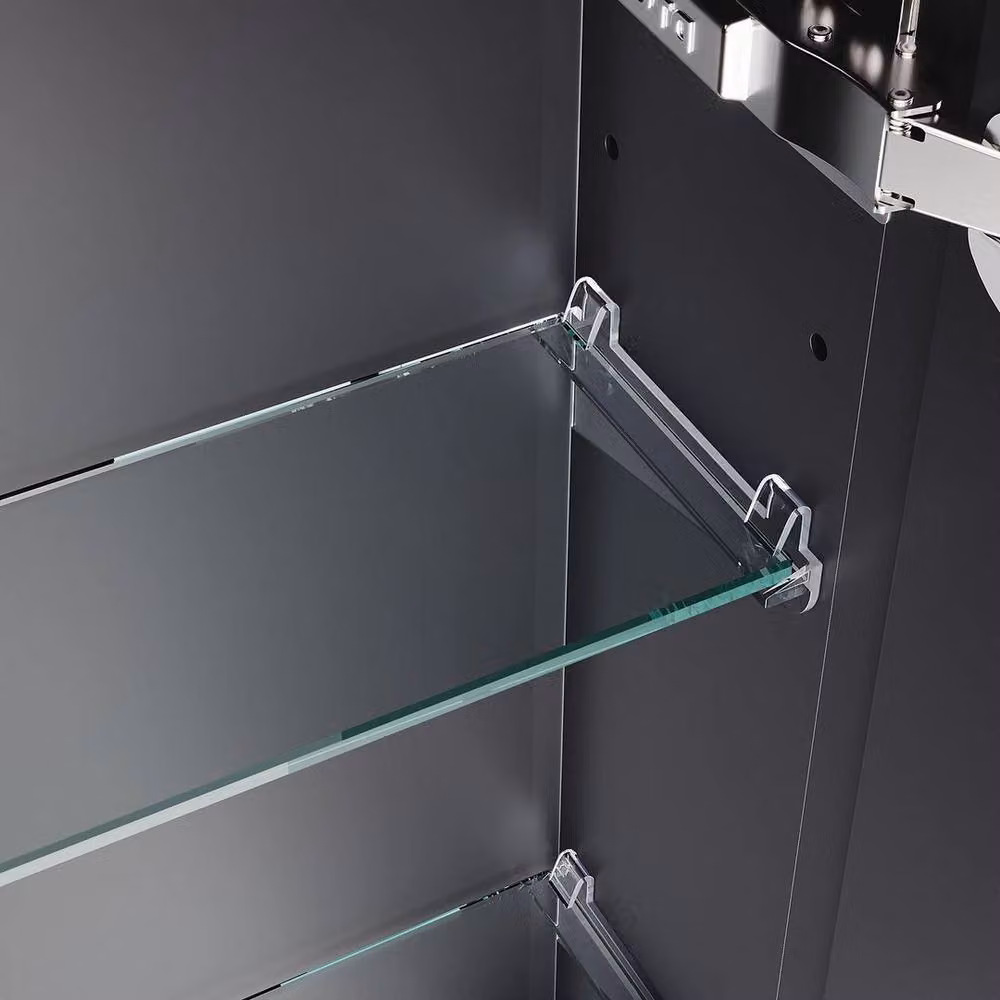 FORGEVIO Black Matt LED Bathroom Mirror Cabinet with Integrated Lighting, Shaver Socket and Anti-Fog Function – 3