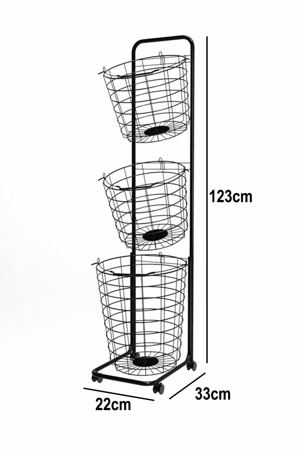 ExtraStar Rolling Laundry Cart with 3 Removable Baskets in Black – 3