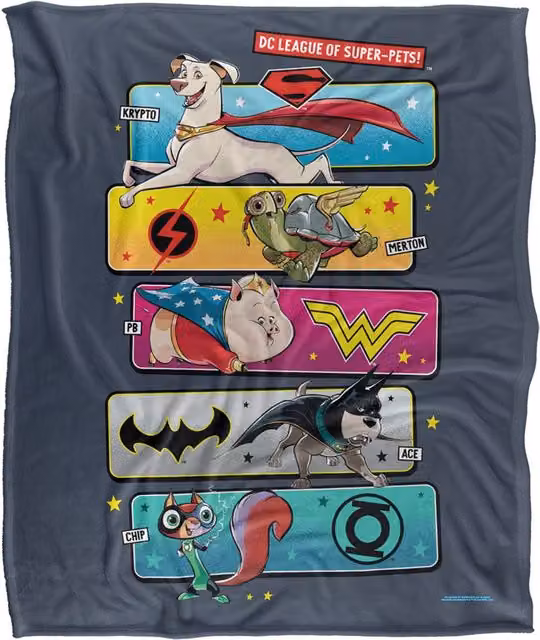 Logovision DC League of Super Pets Super Soft Fleece Throw Blanket, W/D/H: 152 x 127 cm, Multicolour and White – 6
