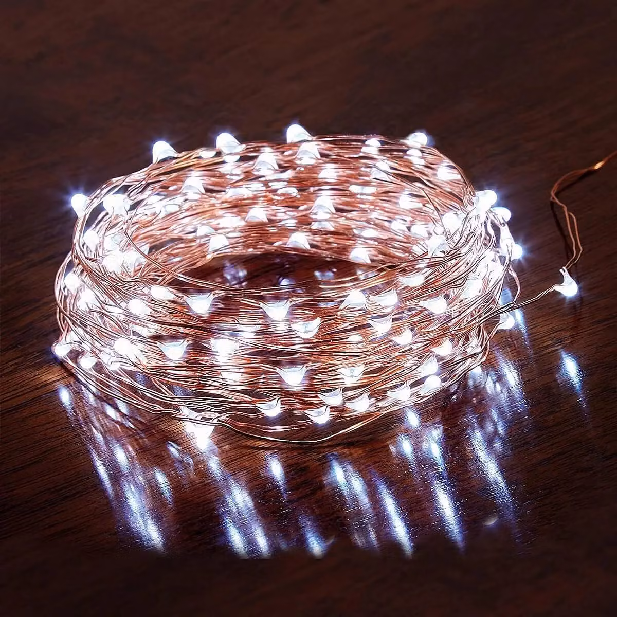 Shatchi 100 LED Cool White Battery Operated Copper Wire String Lights – 5
