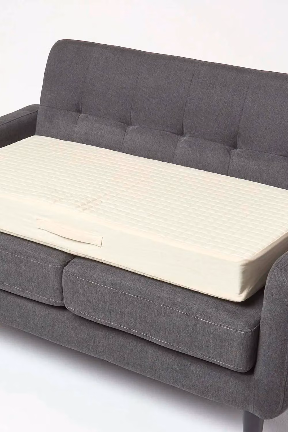 Homescapes Quilted Cotton 2-Seater Orthopaedic Booster Cushion Cover with Zip, Beige, W/D/H: 100 x 50 x 10 cm – 2