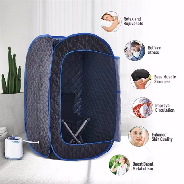 Kelvenix Portable Full Body Steam Sauna Spa Room in Black, W: 520 cm, H: 10000 cm