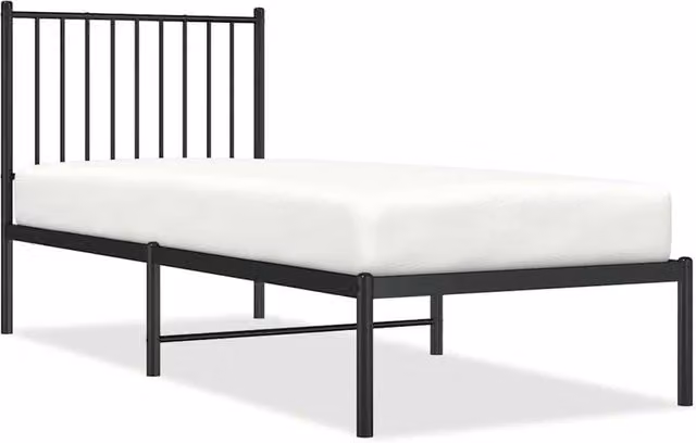 Berkfield Home Metal Bed Frame with Headboard in Black, W/D/H: 80 x 200 cm – 1