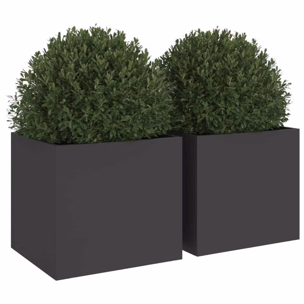 Berkfield Home Steel Planter Tub, 2 Pack, Black, W: 32 cm, D: 30 cm, H: 29 cm – 4