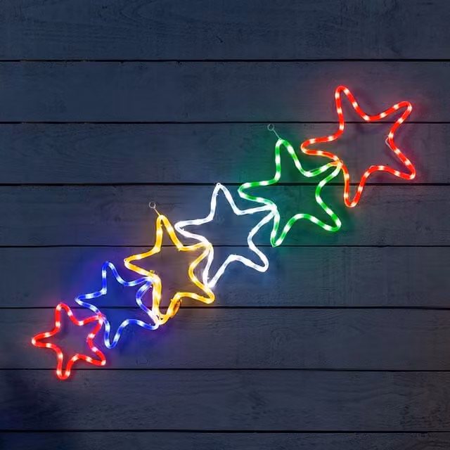 Christow Star LED Rope Light Outdoor Christmas Wall Silhouette Decoration, Multicolour and White, 106 cm – 1