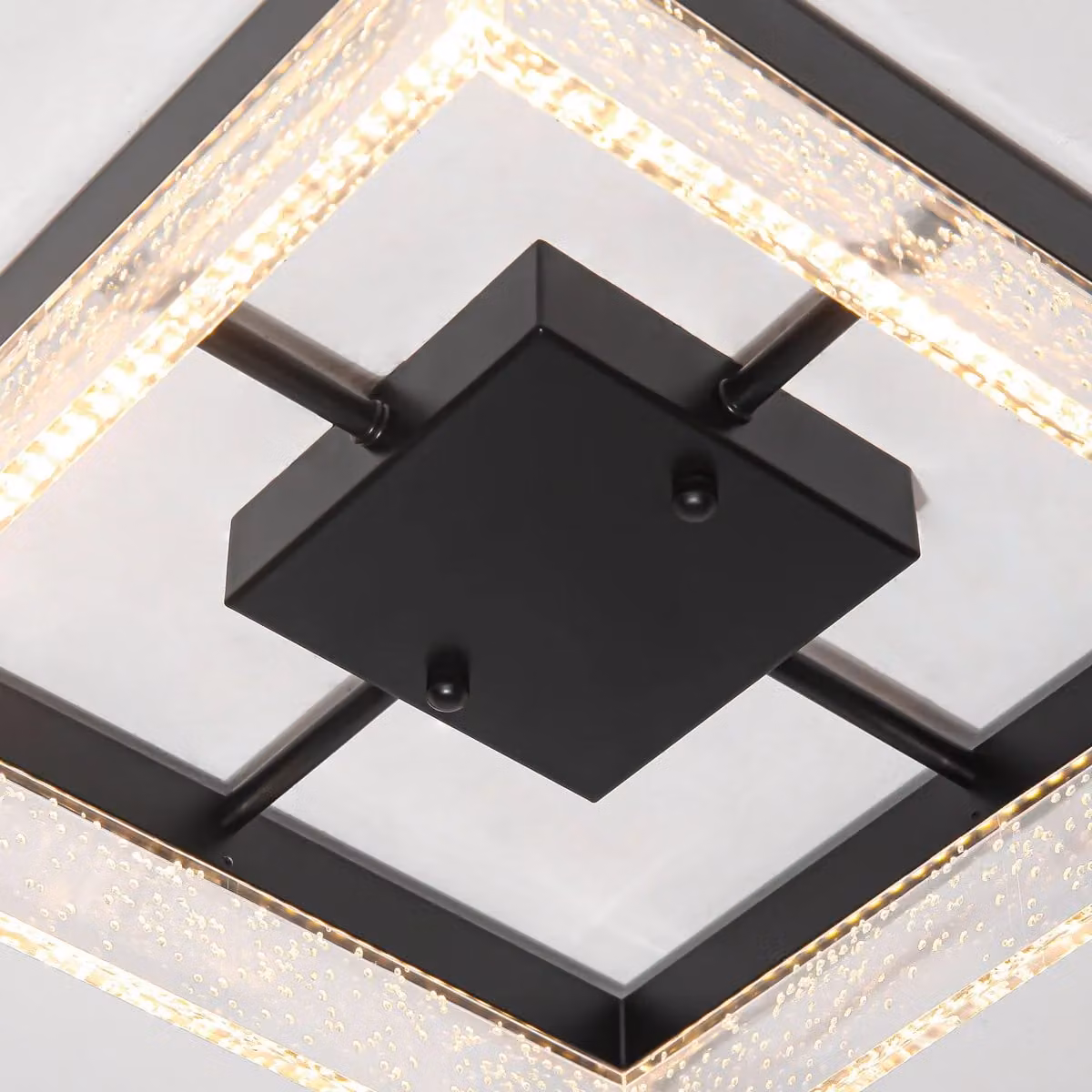 Garwarm Square LED Flush Mount Ceiling Light in Black, Warm White, Dimmable, W: 30 cm – 6