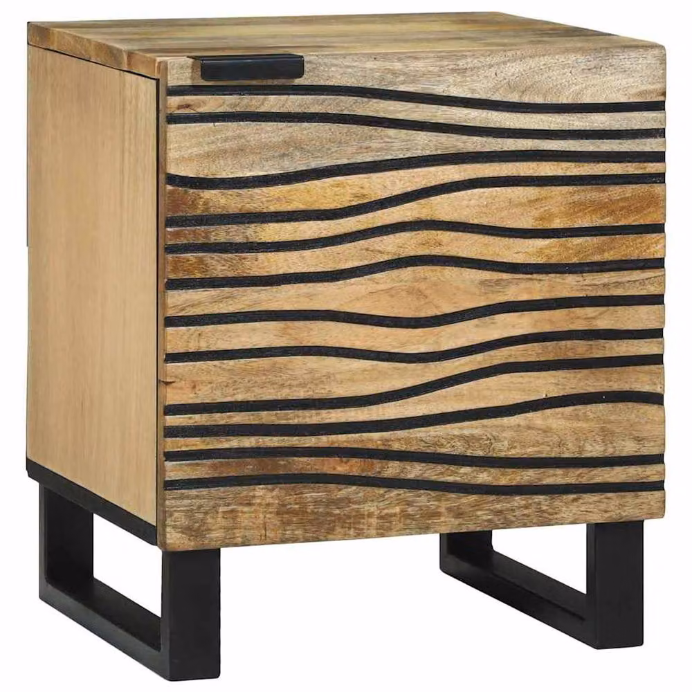 Berkfield Home Modern Bedside Cabinets, Set of 2, Solid Mango Wood, Beige, W/D/H: 40 x 33.5 x 46 cm – 2