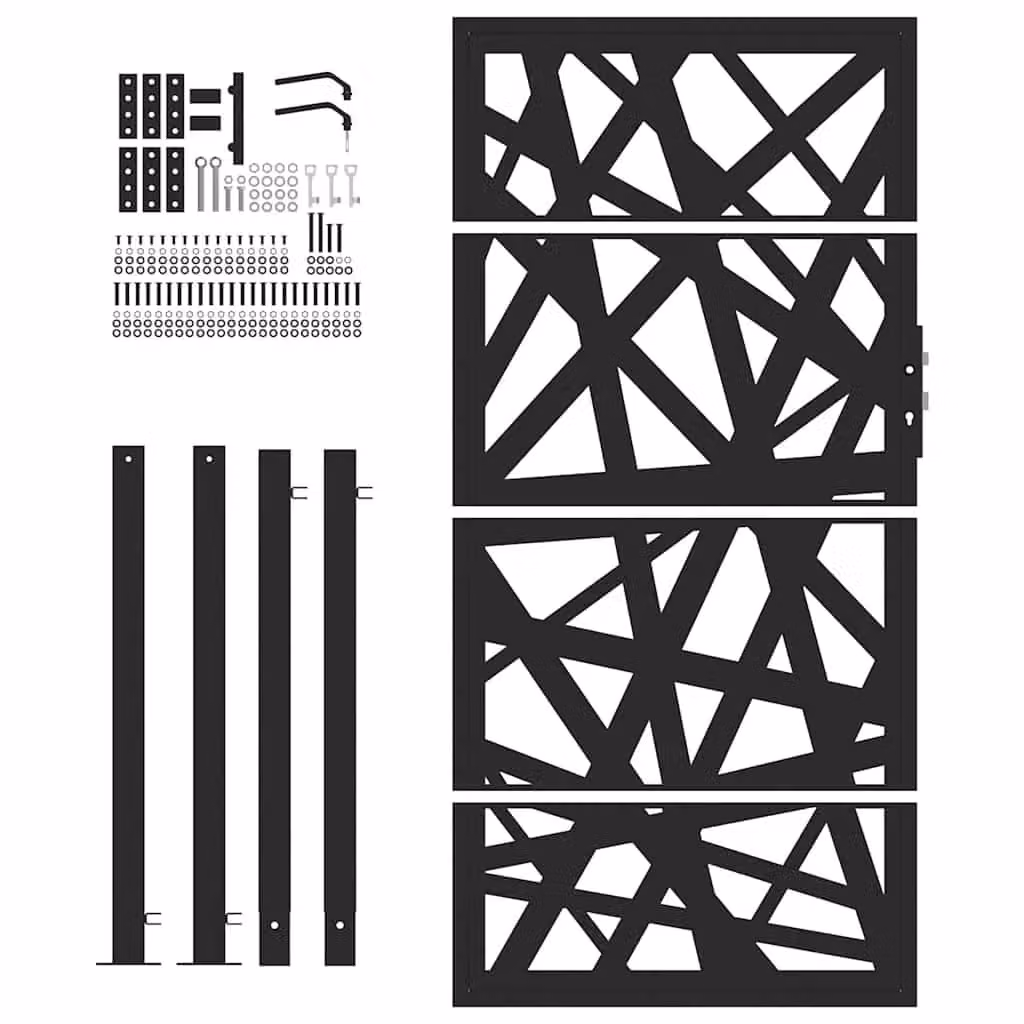 Berkfield Black Steel Garden Gate, W: 105 cm, H: 180 cm – 3
